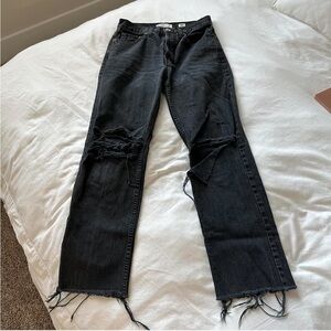 Re/Done Black Stove Pipe Washed Ripped Jeans Size 25